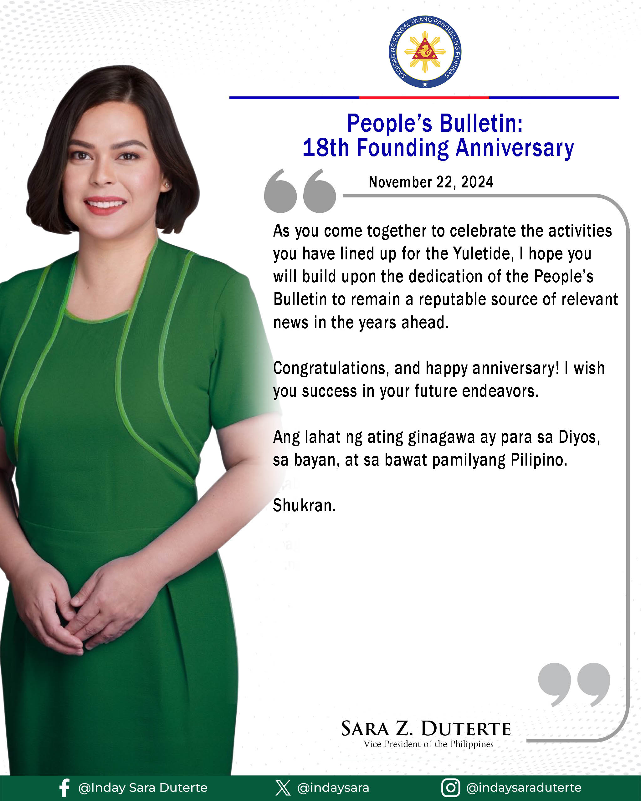 VPSD Message for People’s Bulletin 2